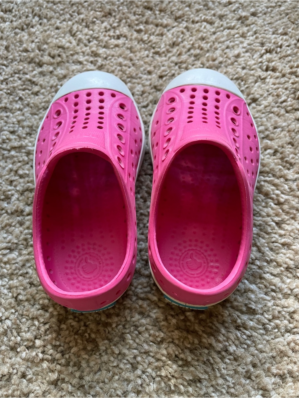Native Shoes Kids Slip-On Water Shoes in Bright Pink with White Toe - Picture 3 of 6